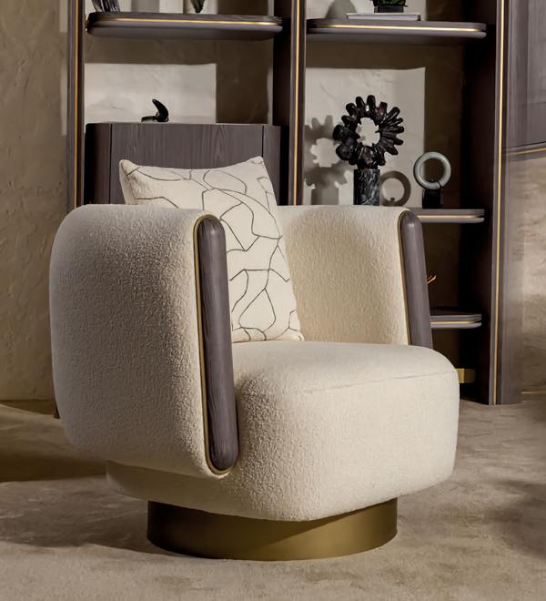 Sessel Wohnzimmer Luxus Beige Modern Einfarbig Polyester Jugendliche Mit Kissen