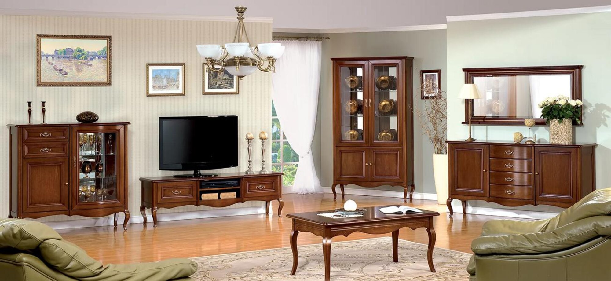 Luxus TV Lowboard Klassisches Vitrine Wohnzimmer Set Möbel Schränke 5tlg