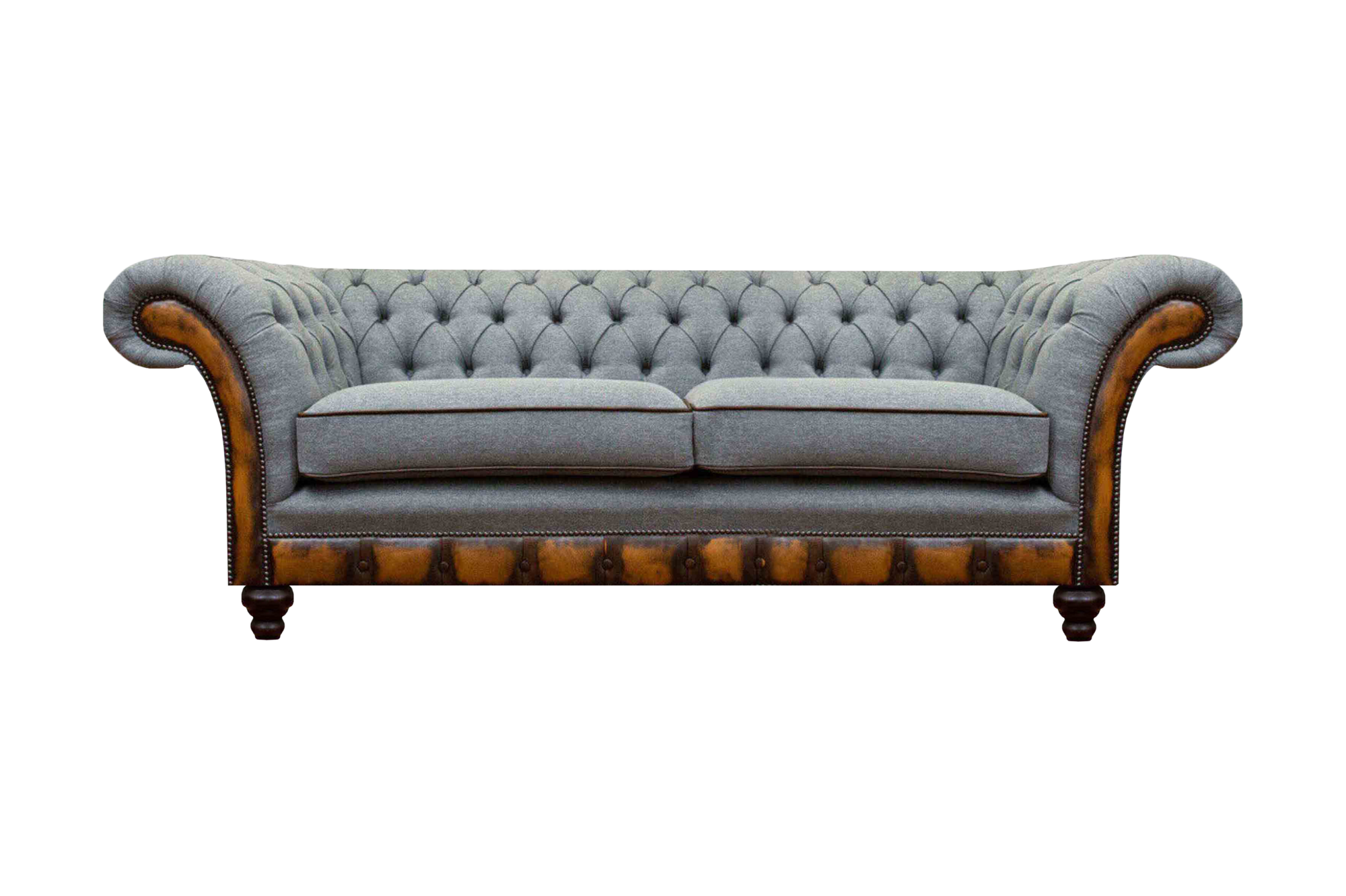 Graue Chesterfield Wohnzimmer Couch Zweisitzer Sofa Moderne Stoffsofas