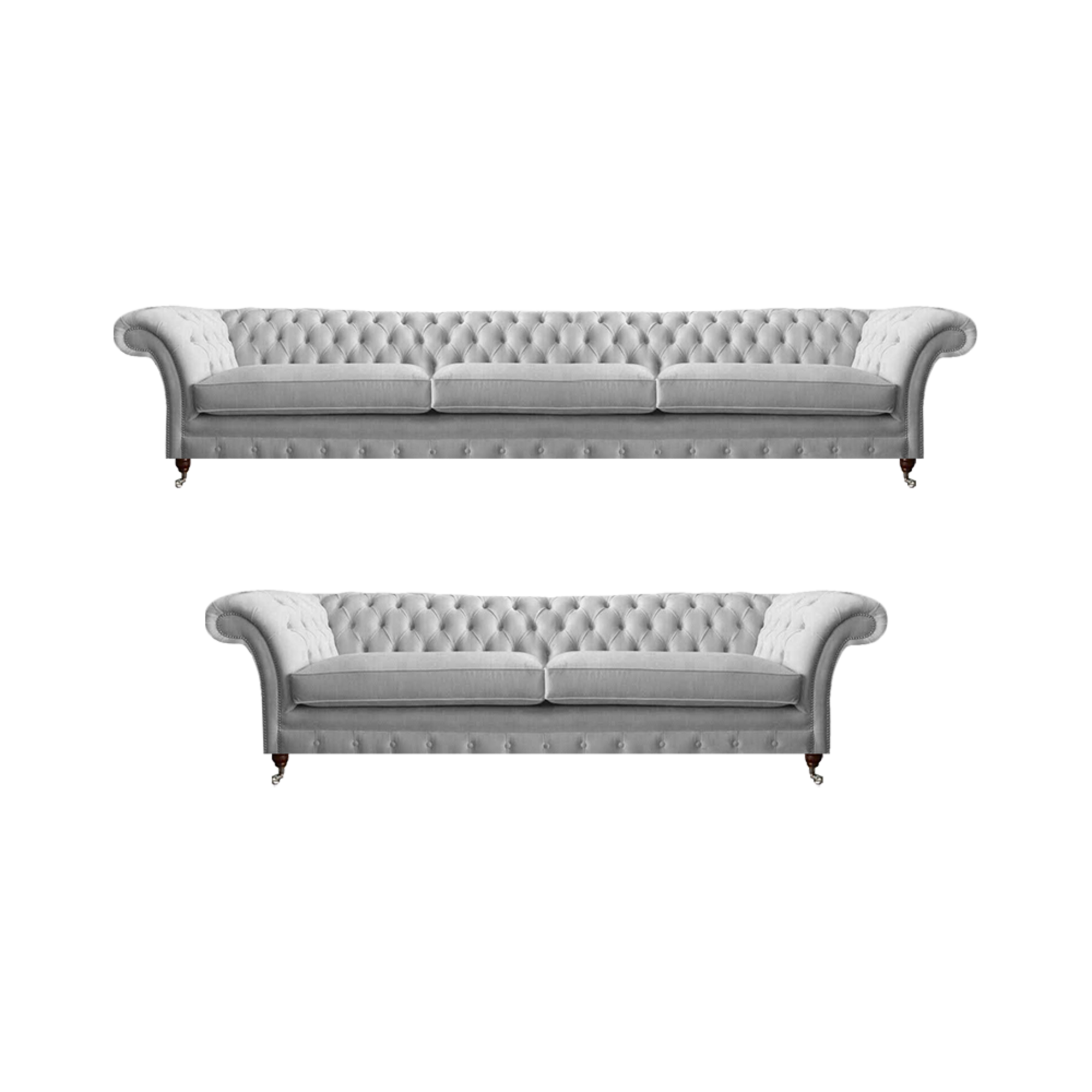 Chesterfield Weiße Sofagarnitur Edle Polstercouchen Stoffsofas 2tlg Set
