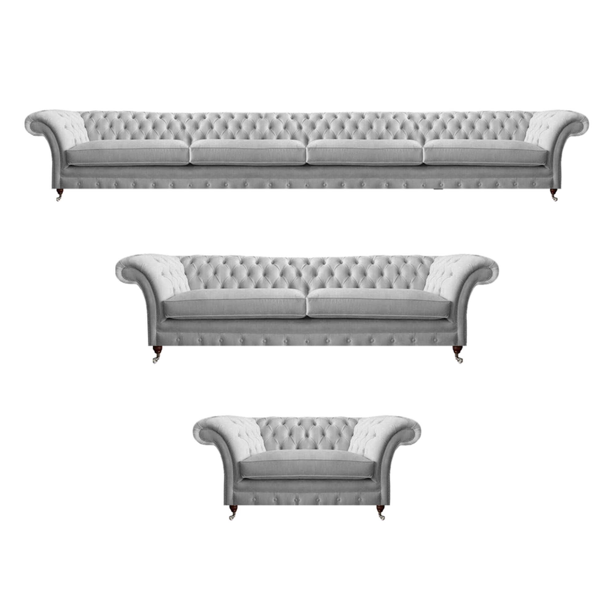 Moderne Chesterfield Weiße Polstergarnitur Designer Sitzmöbel 3tlg Set