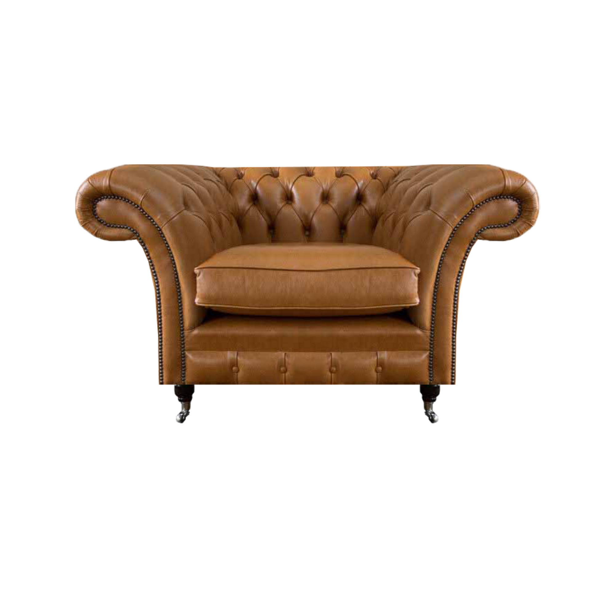 Luxuriöse Ledersessel Braun Wohnzimmer Sessel Chesterfield Polstersitz