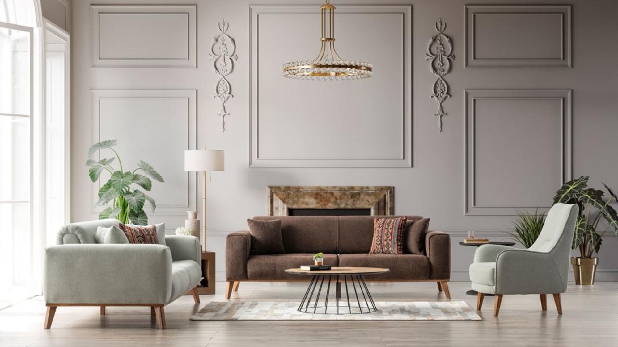 Geräumige 3+3+1 Sofagarnitur Stilvolles Design Sitzgarnitur Couchen Polster