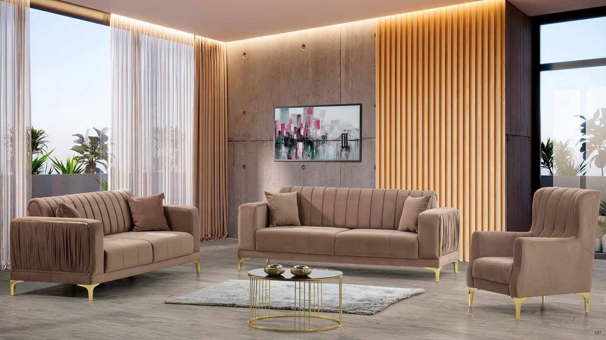 Sofa 3-Sitzer Wohnzimmer 3tlg Couch Komplettsofa Lounge-Garnitur Relaxgarnitur