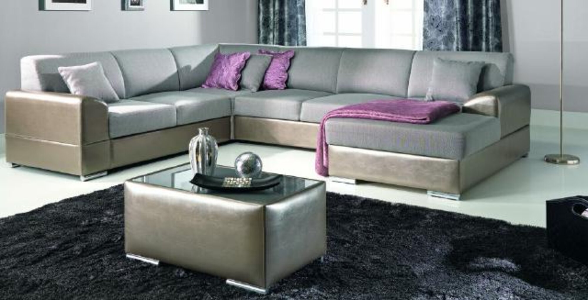 ECKSOFA TEXTIL POLSTER STOFFSOFA MIT BETTFUNKTION OSLO FDFH