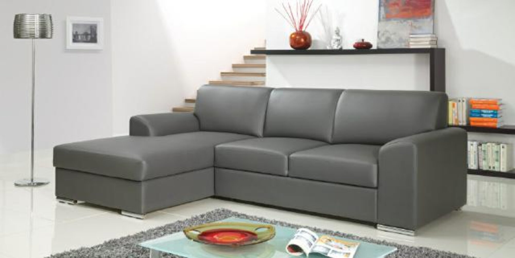 ECKSOFA TEXTIL POLSTER STOFFSOFA MIT BETTFUNKTION OSLO FH