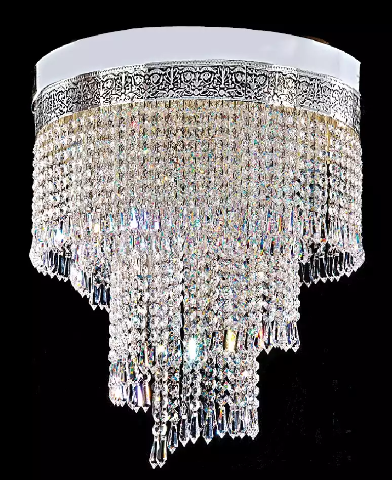 Lüster Deckenleuchter Silber Kronleuchter Deckenlampe Kristall 40x70cm Sofort