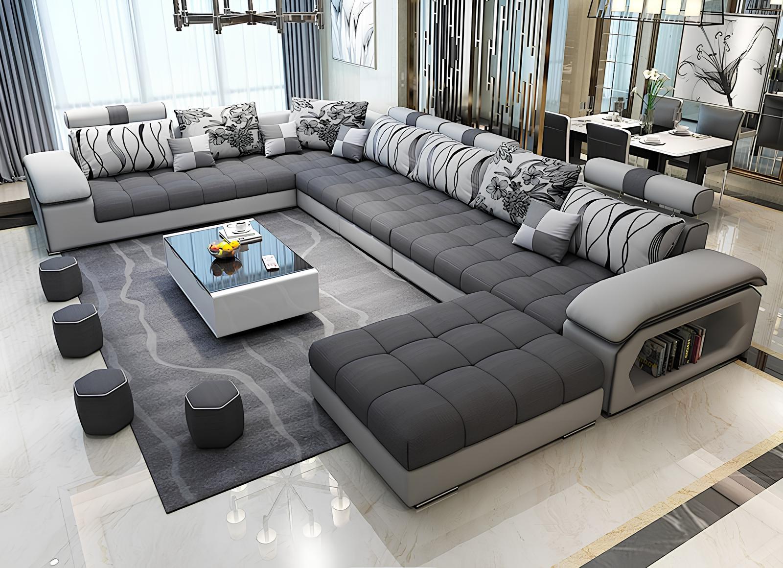 Wohnlandschaft Textil Sofa Couch Polster Couchen Sofas U Form designer Garnitur Sofort
