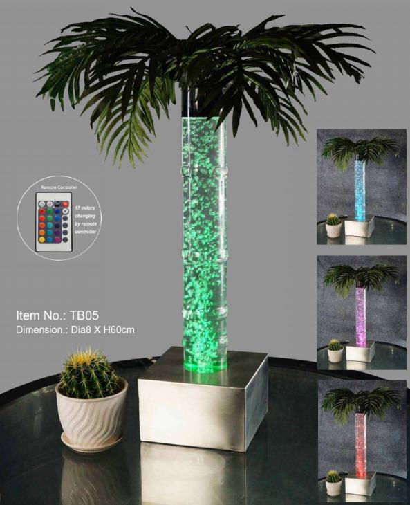 Led Design Sprudel Wassersäule 60cm Wasser Säulen Beleuchtet Tisch Palme Pflanze Sofort