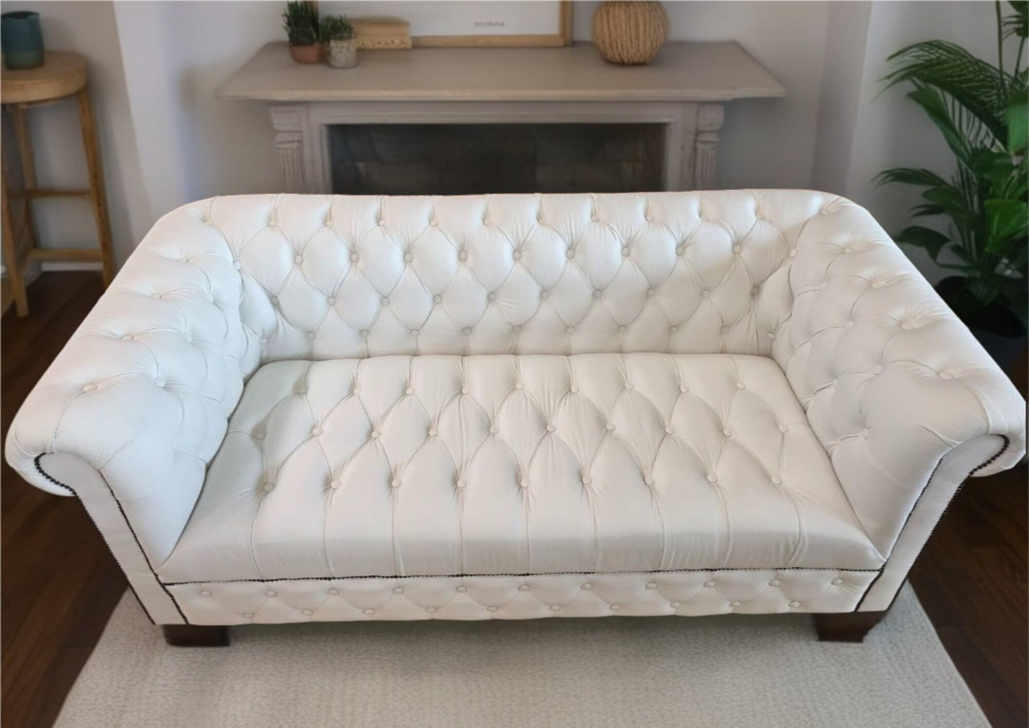 Chesterfield Couch Polster Weiße Leder Sofa Couchen Weiß 100% Leder Sofort