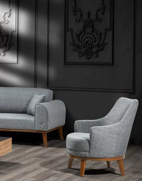 Sessel 1-Sitzer Wohnzimmer Sessel Einzelsitzer Holz Textilien Stoff Sofort