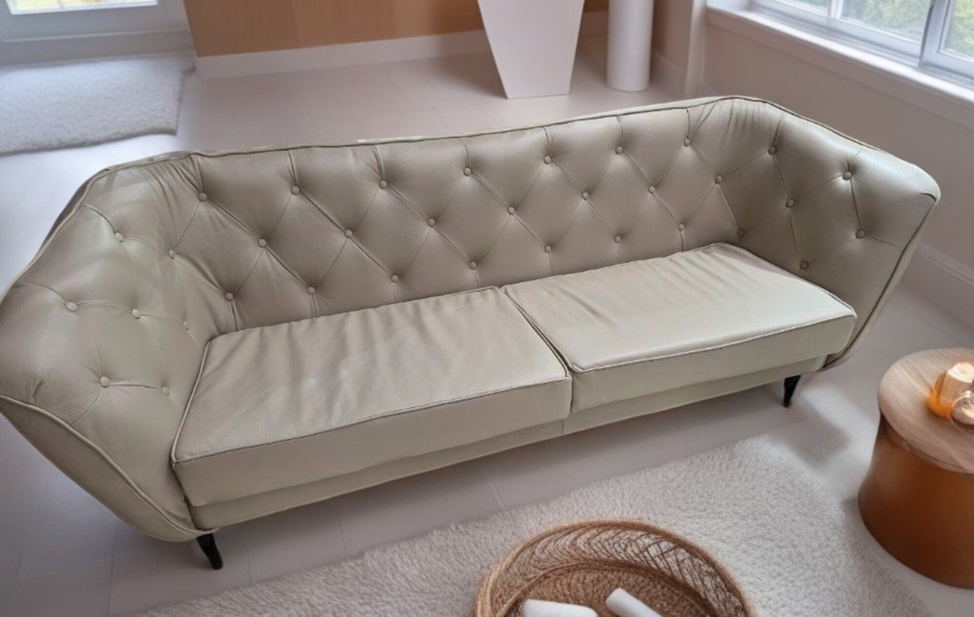 3 Sitzer Beige Couch Polster Sofa Couchen Dreisitzer Echtleder Sofort