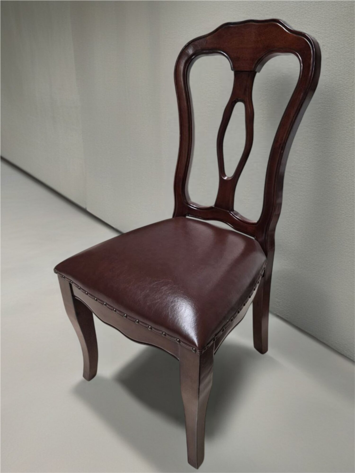 Esszimmerstuhl Stuhl aus Naturholz Kunstleder Polsterung Bordeauxbraun Sofort