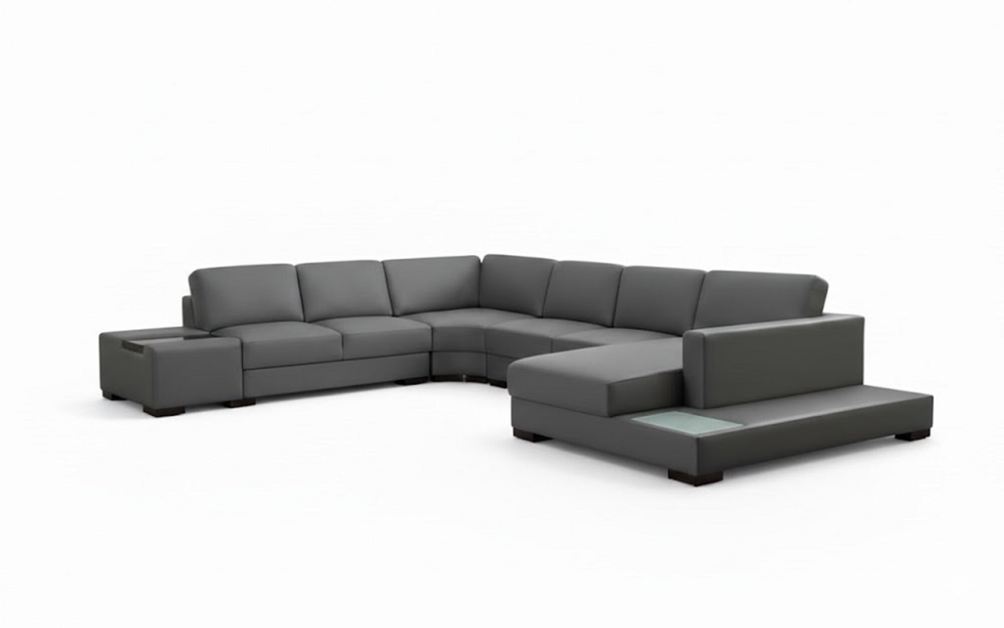 Grau Ecksofa Schwarz U-Form Luxus Stil Modern Wohnzimmer Sofa Kunstleder SOFORT