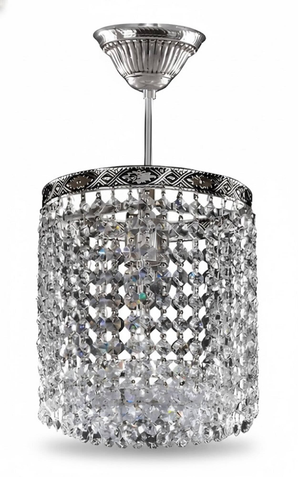 Lüster Deckenleuchter Kronleuchter Silber Deckenlampe Kristall Lampe Sofort