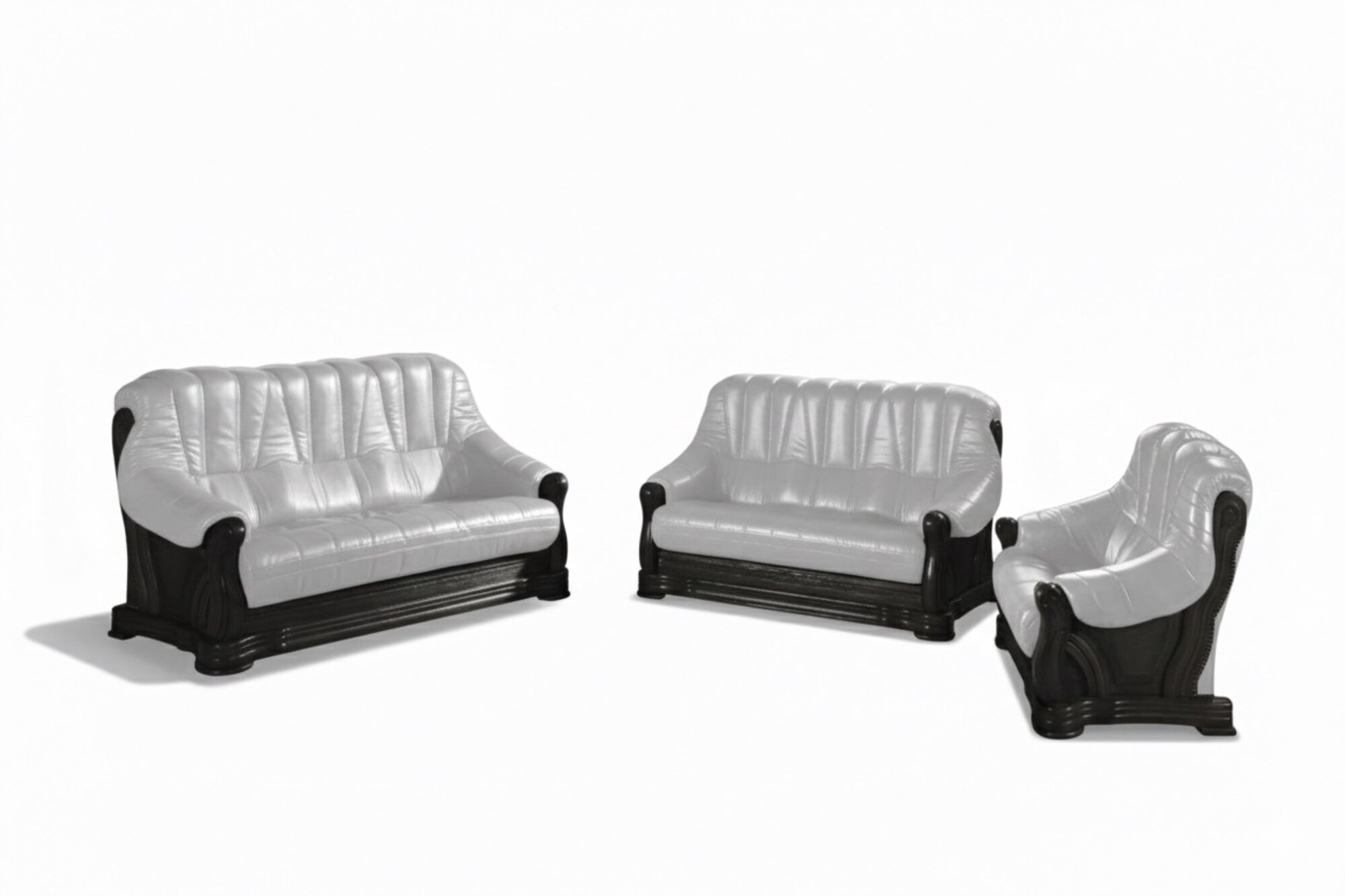 Klassisch Ledersofa Couch Sofagarnitur 3+1+1 Sitzer Italienisches Leder Sofort