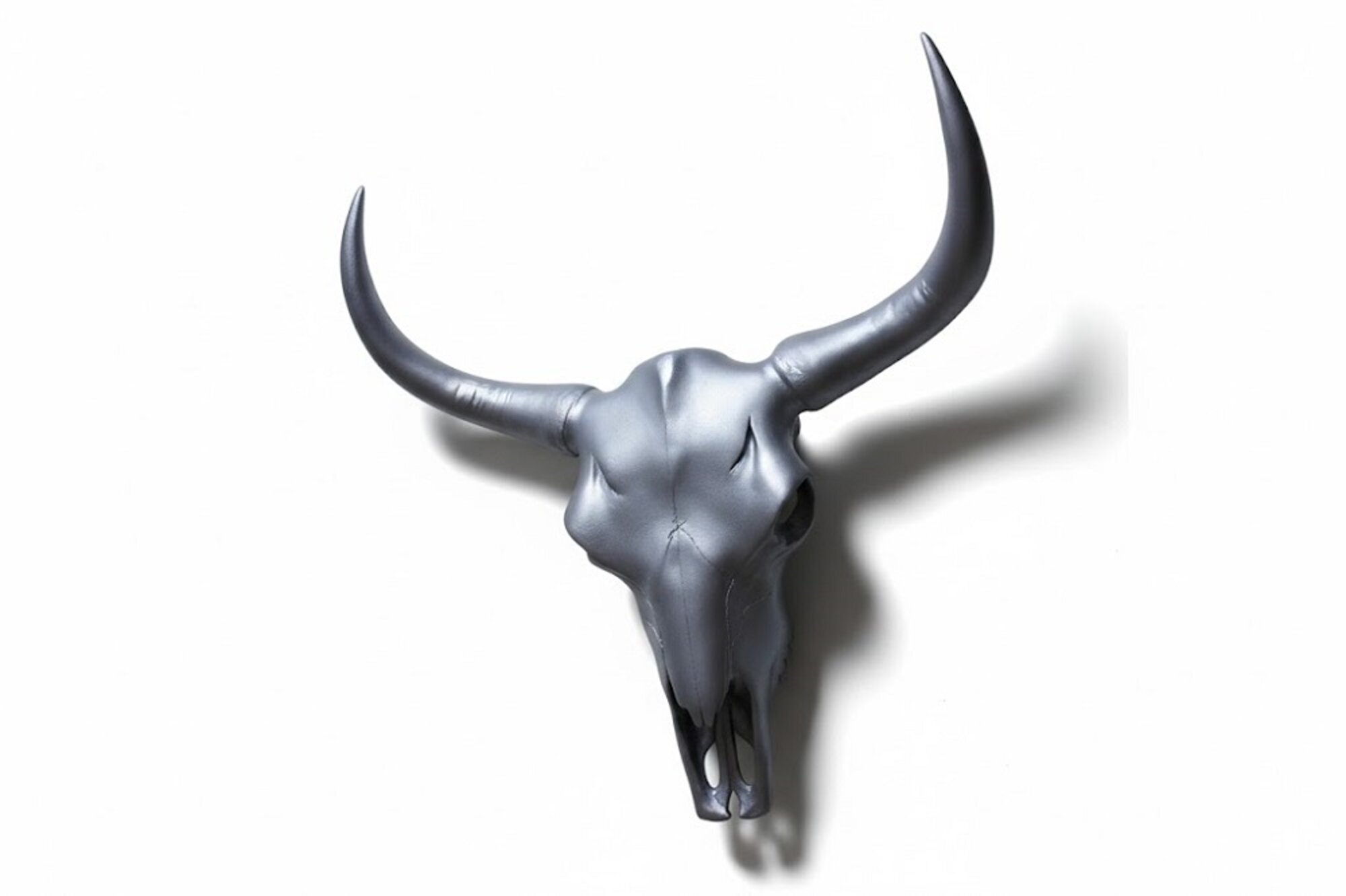 Stierkopf Schädel Hörner Silber Metall Kuhschädel Kuh Stier Kopf Bulle Sofort