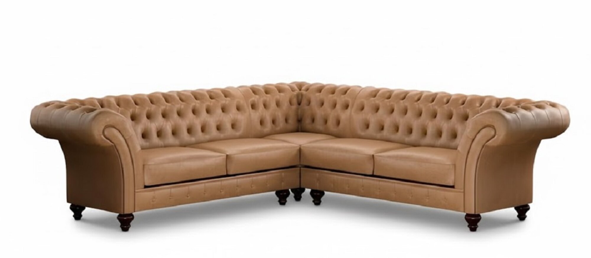 Edle Chesterfield Couch Braune Sofa Eck Couch Garnitur 100% Leder Sofort