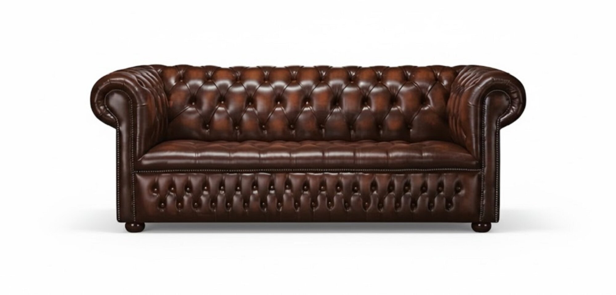 Chesterfield Büro Couch Polster Sofas Klassischer Leder 3 Sitzer 100% Leder Sofort