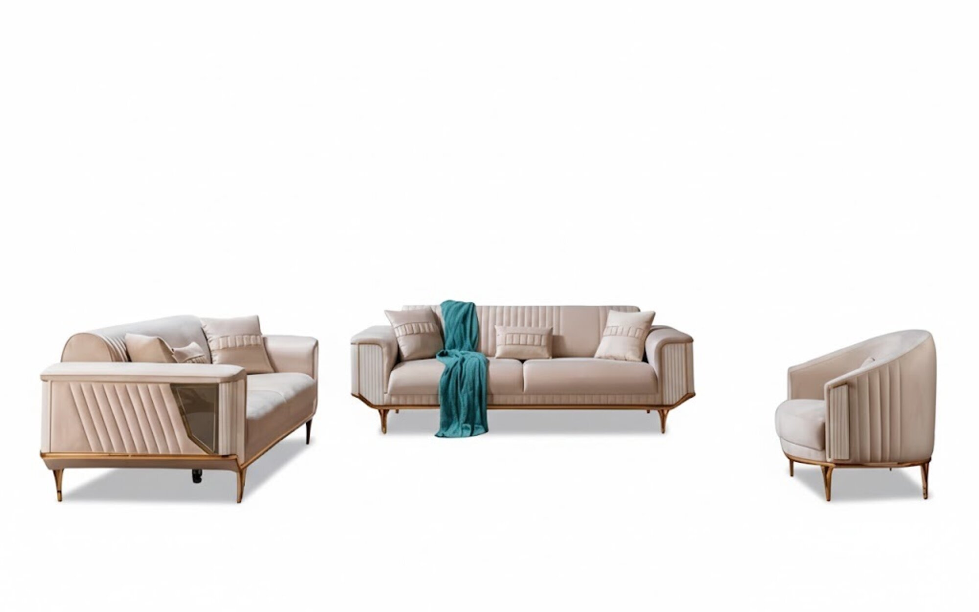 Luxus Sofagarnitur 3+3+1 Couch Polster Möbel Dreisitzer Set Textil 3tlg Sofort