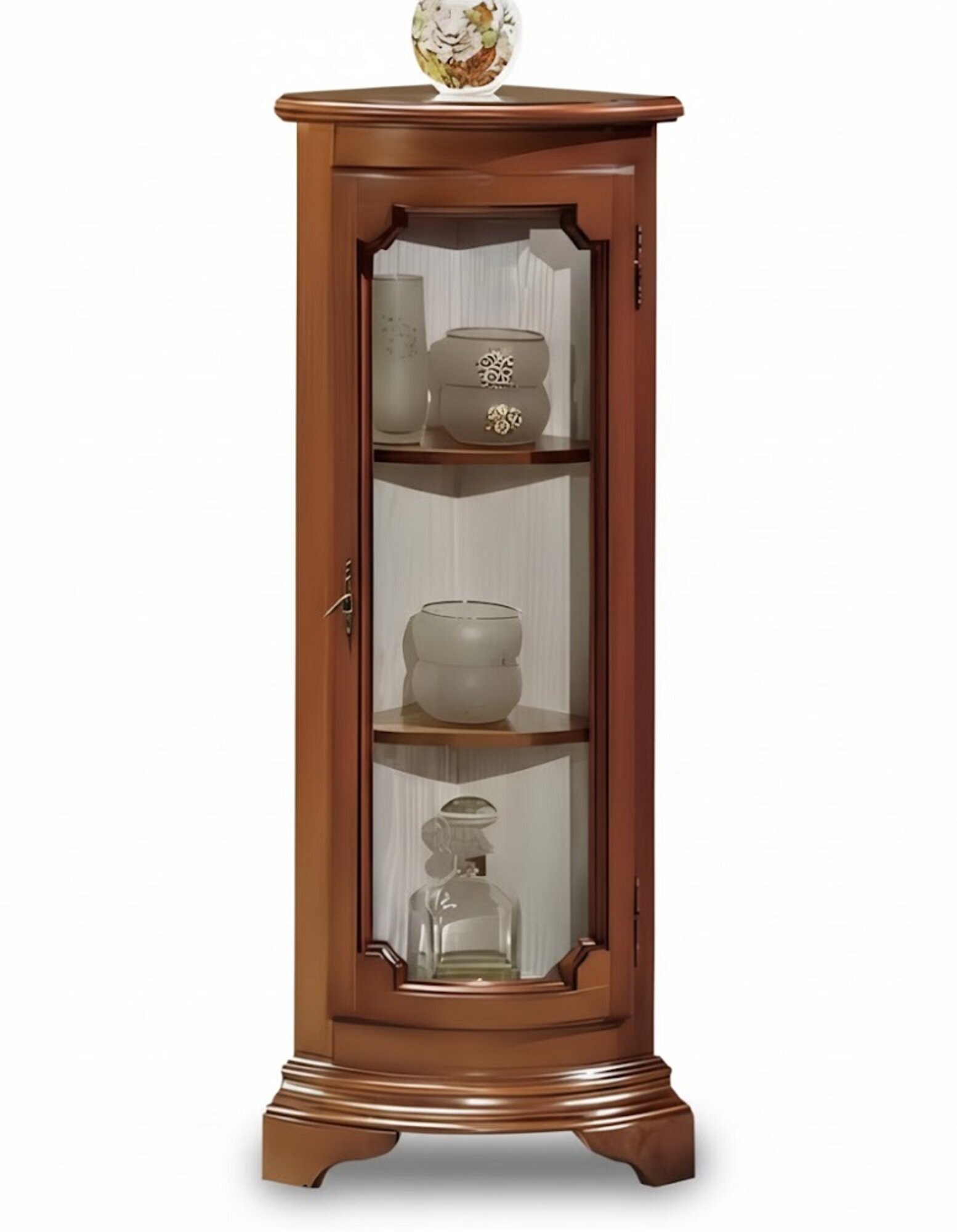 Klassische Eck Vitrine Glas Schrank Wohnzimmer Schaufenster Luxus Braun Vitrinen Sofort
