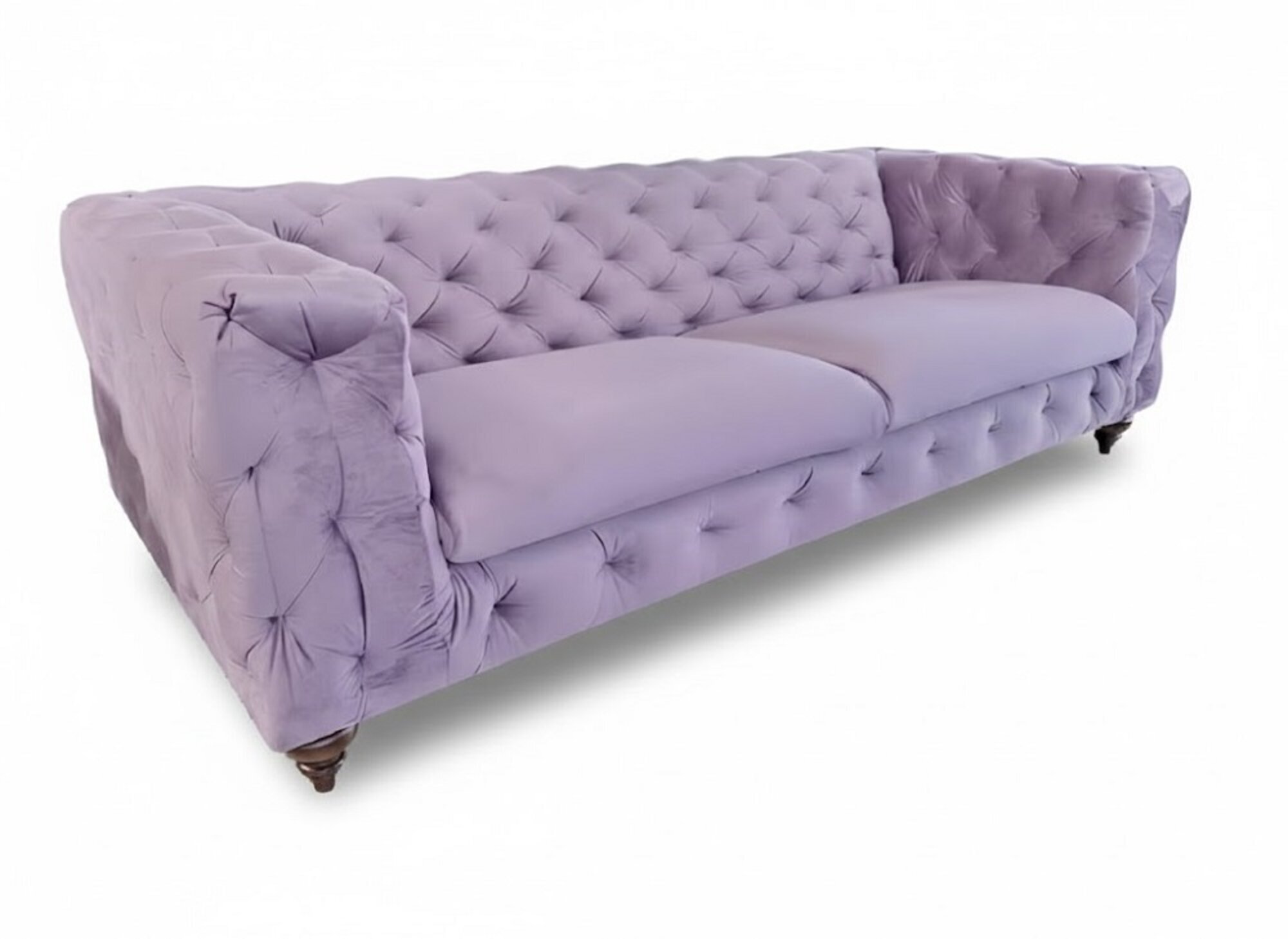 Lila Sofa 3-Sitzer Stoff Holz Modern Chesterfield Design Luxus Sofort