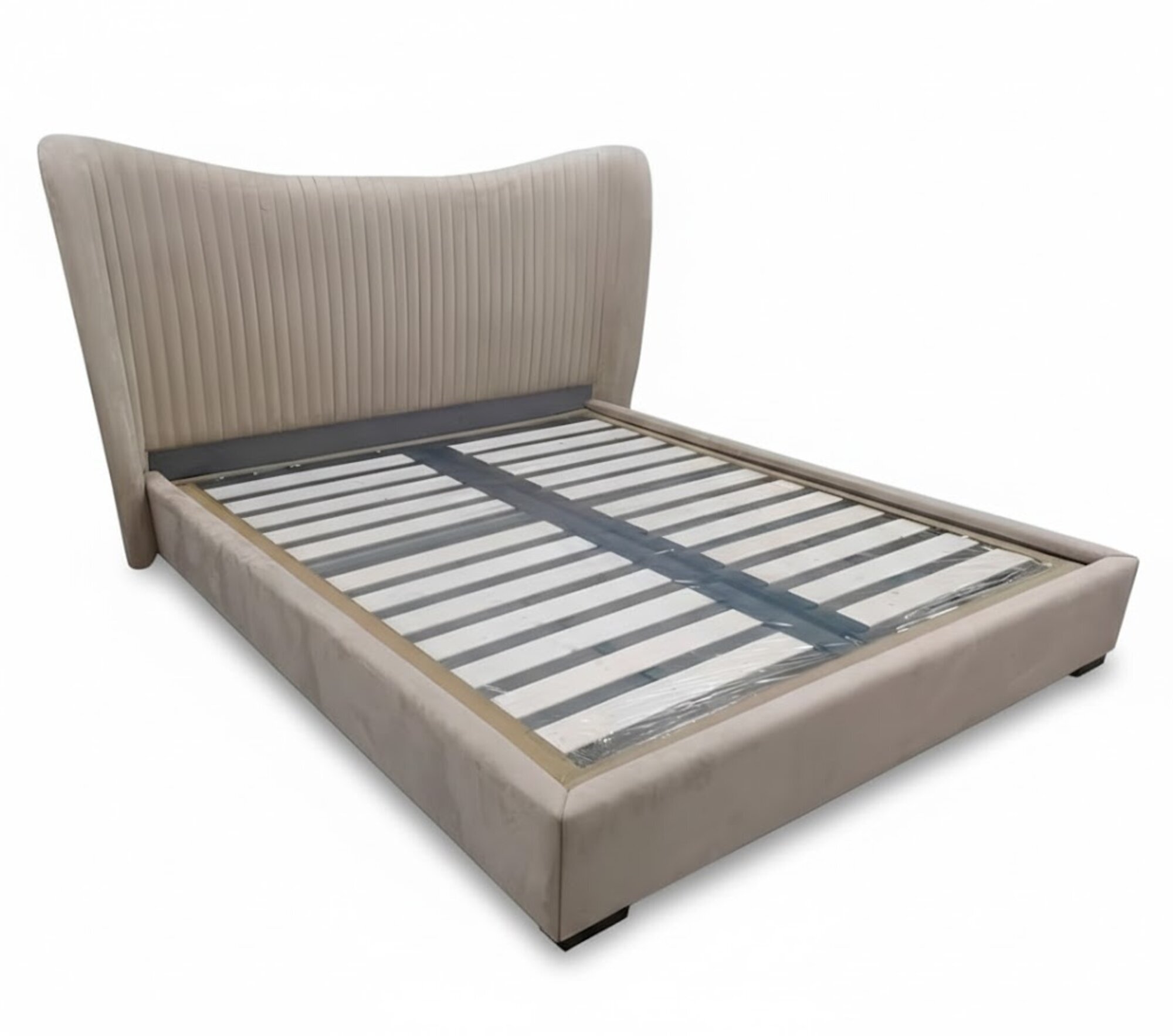 Beiges Doppelbett Designer Holz Betten Bettgestelle Schlafzimmer Möbel Bett Sofort