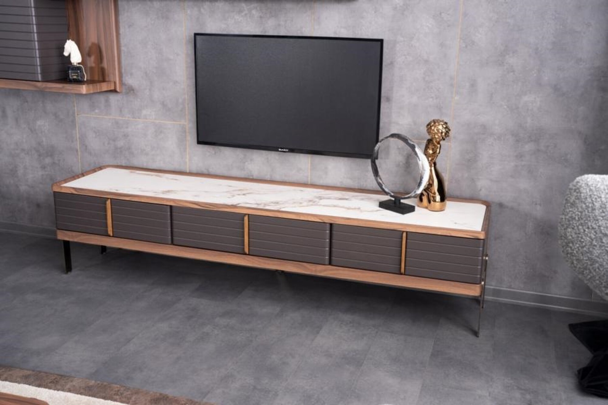 Wohnwand Sideboard TV Ständer RTV Lowboard Wandschrank Wandregal Weiß