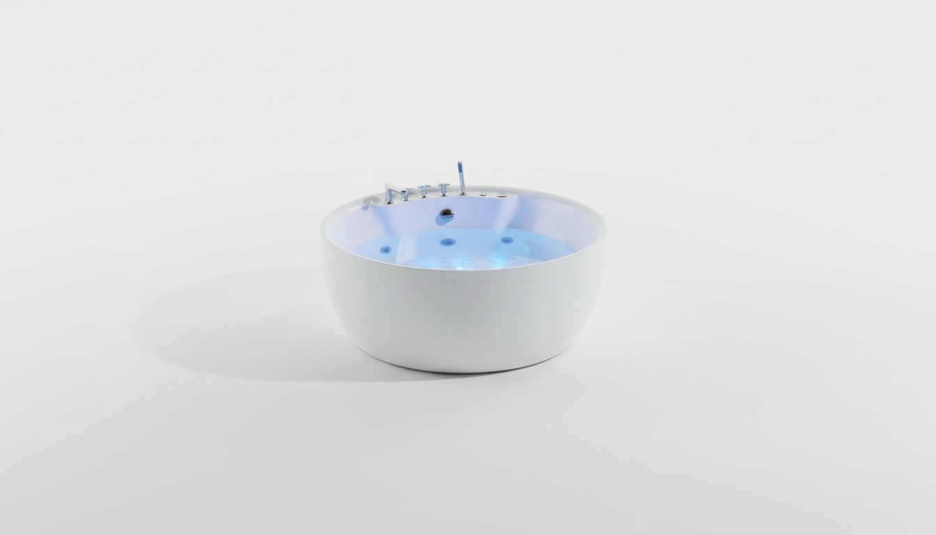 Rund Badewanne Whirlpool Wanne Relax Wannen Spa Weiß 150cm Sprudel Massagedüsen Sofort