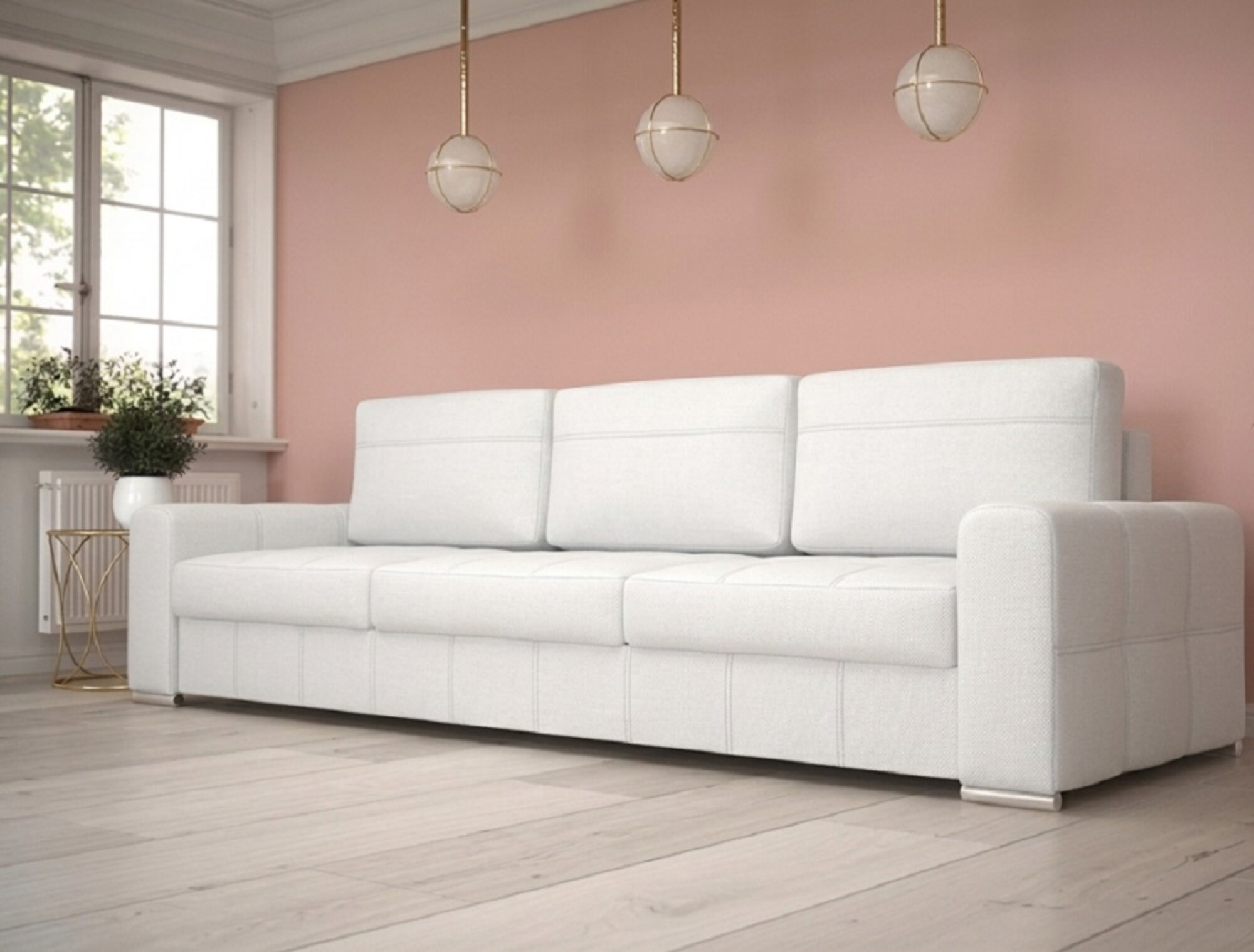 Polster Modern Textil Stoff Sofas Dreisitzer Sofa 3 Sitzer Bettfunktion Design