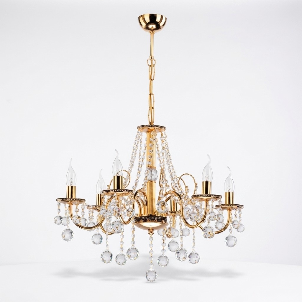 Goldene Kronlüster Kristall Kronleuchter Lichtpendelleuchte Deckenleuchter Sofort