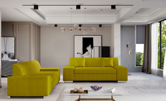 Sofagarnitur 3+2 Sitzer Garnituren Wohnlandschaft Sofas Couchen Polster Gelb Neu