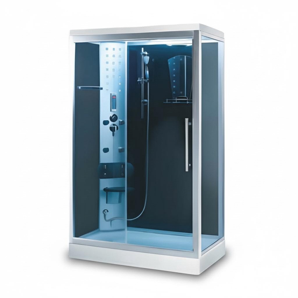 1Glaskabine Design-Dusche Komfortdusche Duschkabine Wellnesskabine 120x90 cm