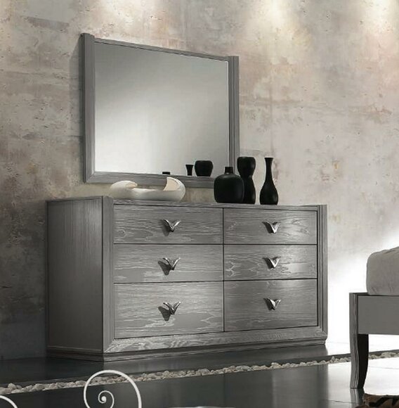 Kommode Spiegel Garnitur Holz Designer Kommoden Schrank Italien Set 2tlg.
