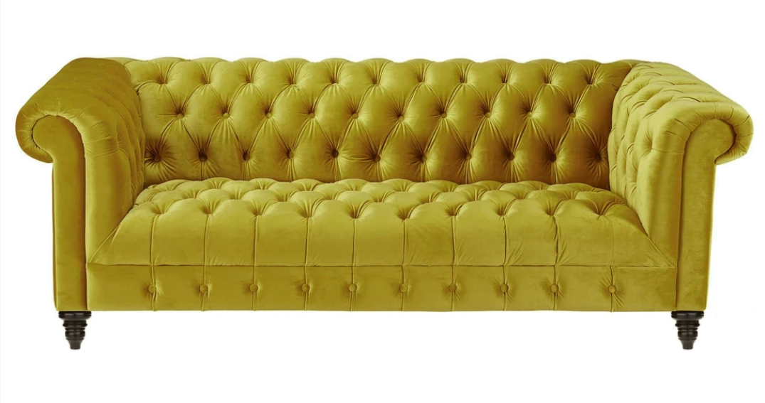Gelb Dreisitzer Chesterfield Modern Design Couchen Stoff Sofa Neu Original Möbel