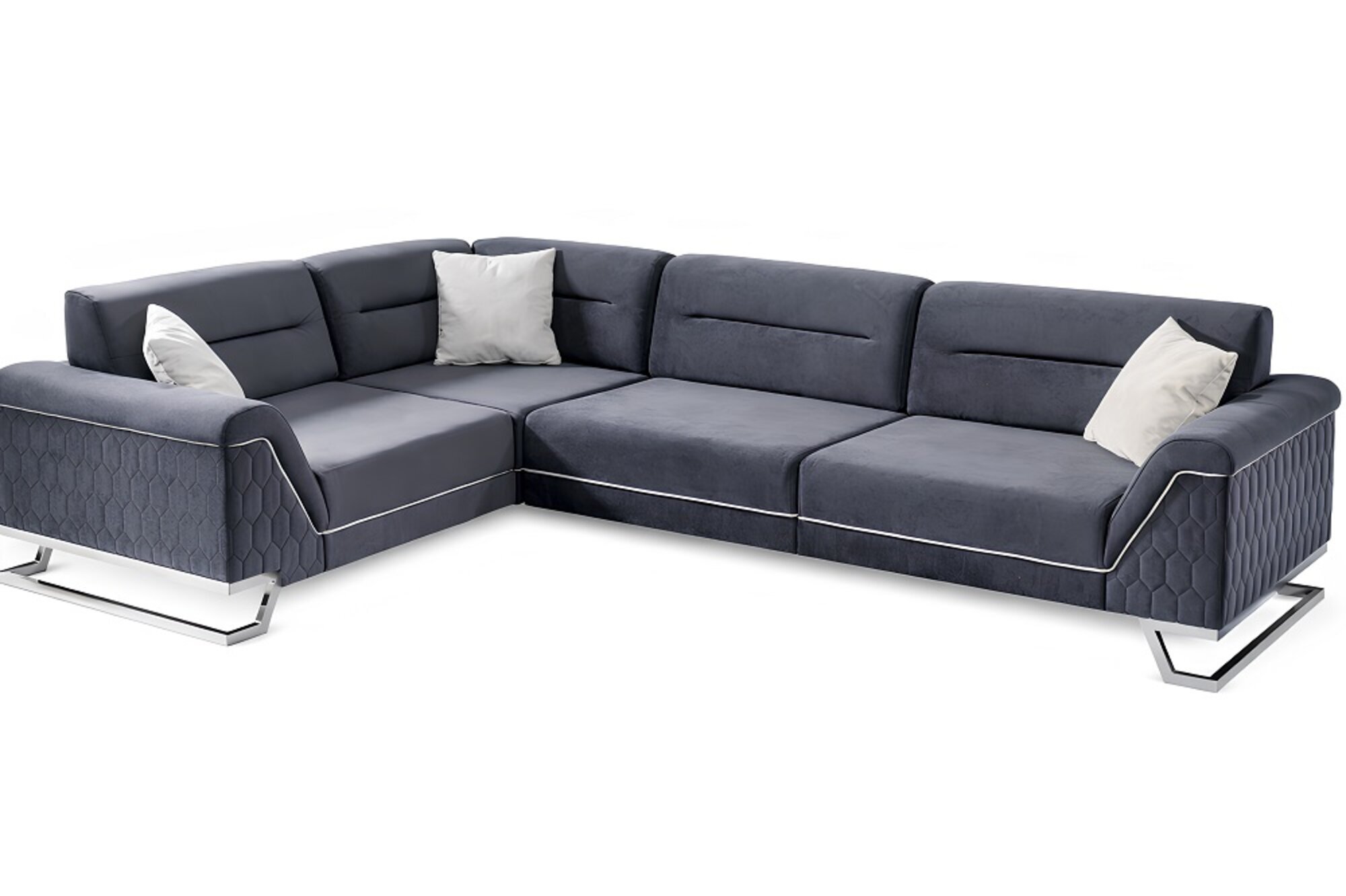 Stilvolle Graue L-Form Couch Wohnzimmer Designer Stoffsofa Eckcouch Sofort