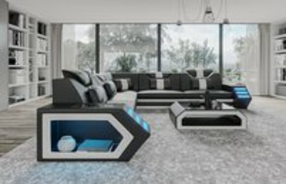 Wohnlandschaft Ledersofa Couch Polster Ecksofa Sofa Big XXL Couchgarnitur