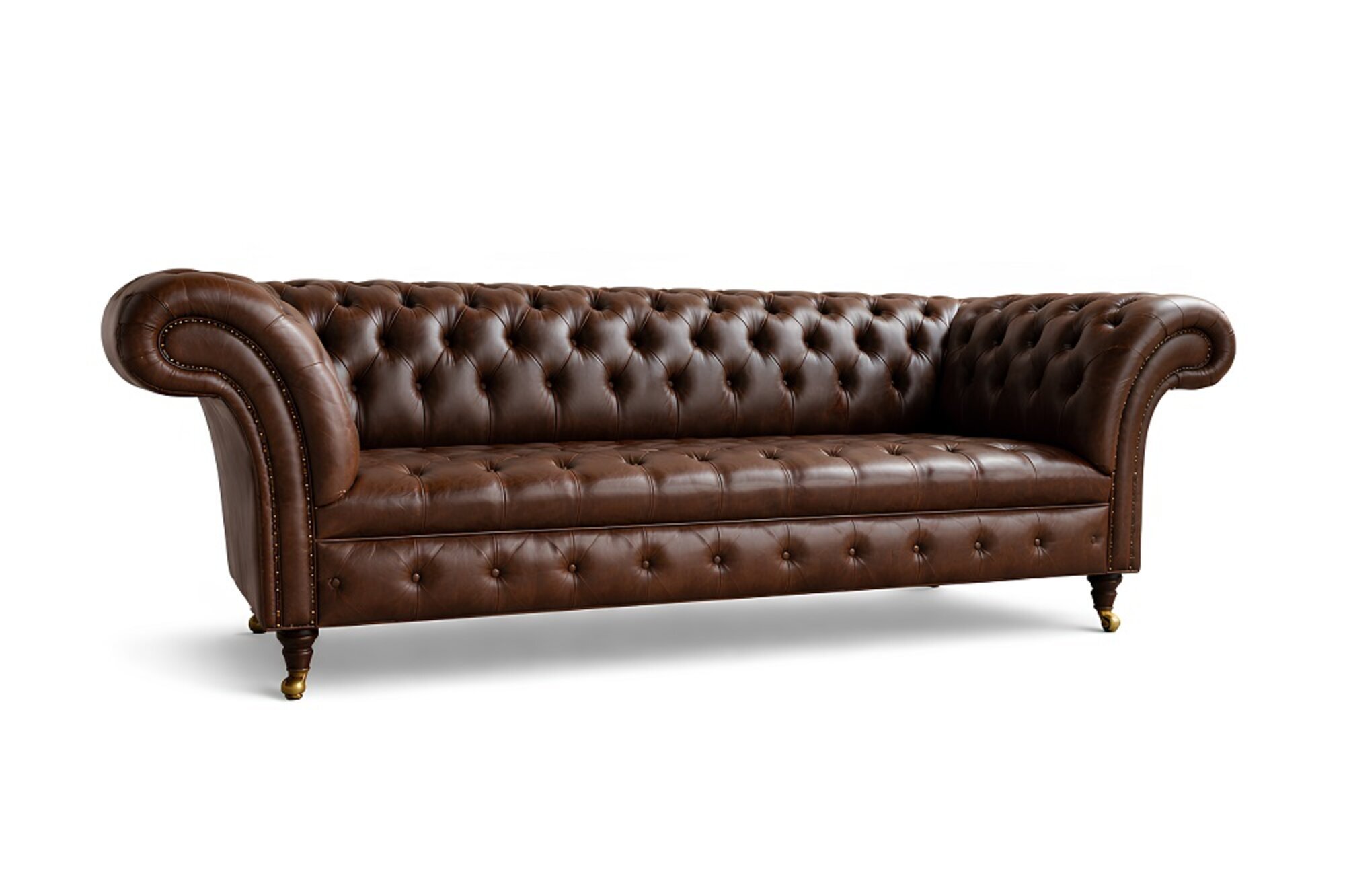 Chesterfield Couch Polster Sofas Klassischer Leder 3 Sitzer 100% Leder Sofort