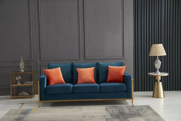 Dreisitzer Couch Polster Design Sofa 3er Sitz Sofas Zimmer Möbel Beige
