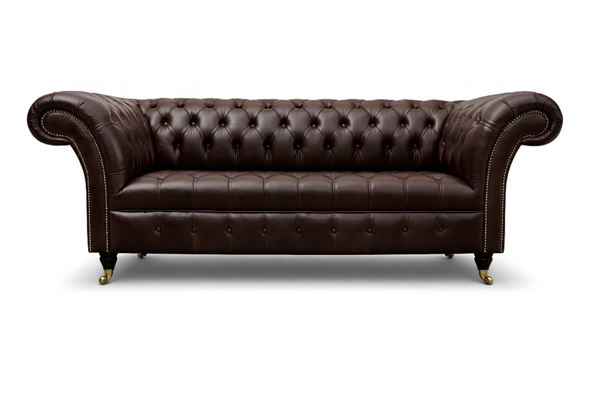 Klassische Polster Möbel Chesterfield Braun Couch Textil Leder 100% Leder Sofort
