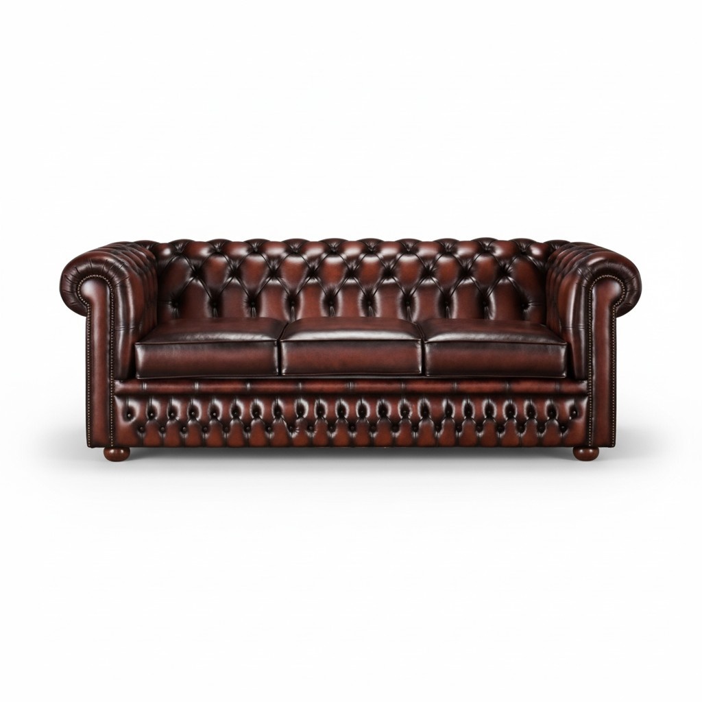 3 Sitzer Couch Polster Chesterfield Antik Braun Sofa Couchen Sitz Garnitur Neu