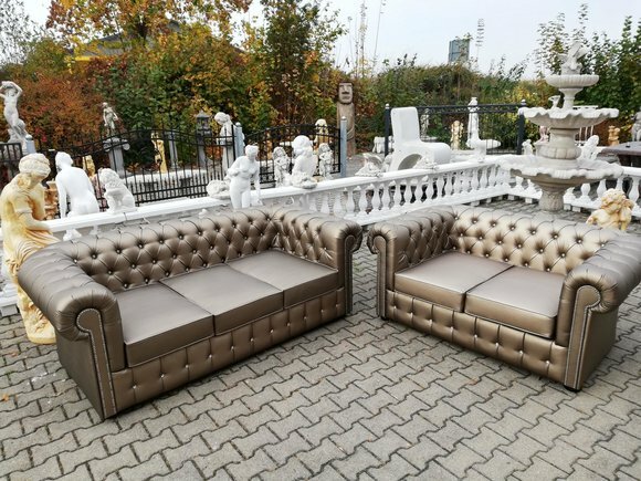 XXL Luxus Couch Goldene Chesterfield Sofagarnitur Sofa Couchen Sofas