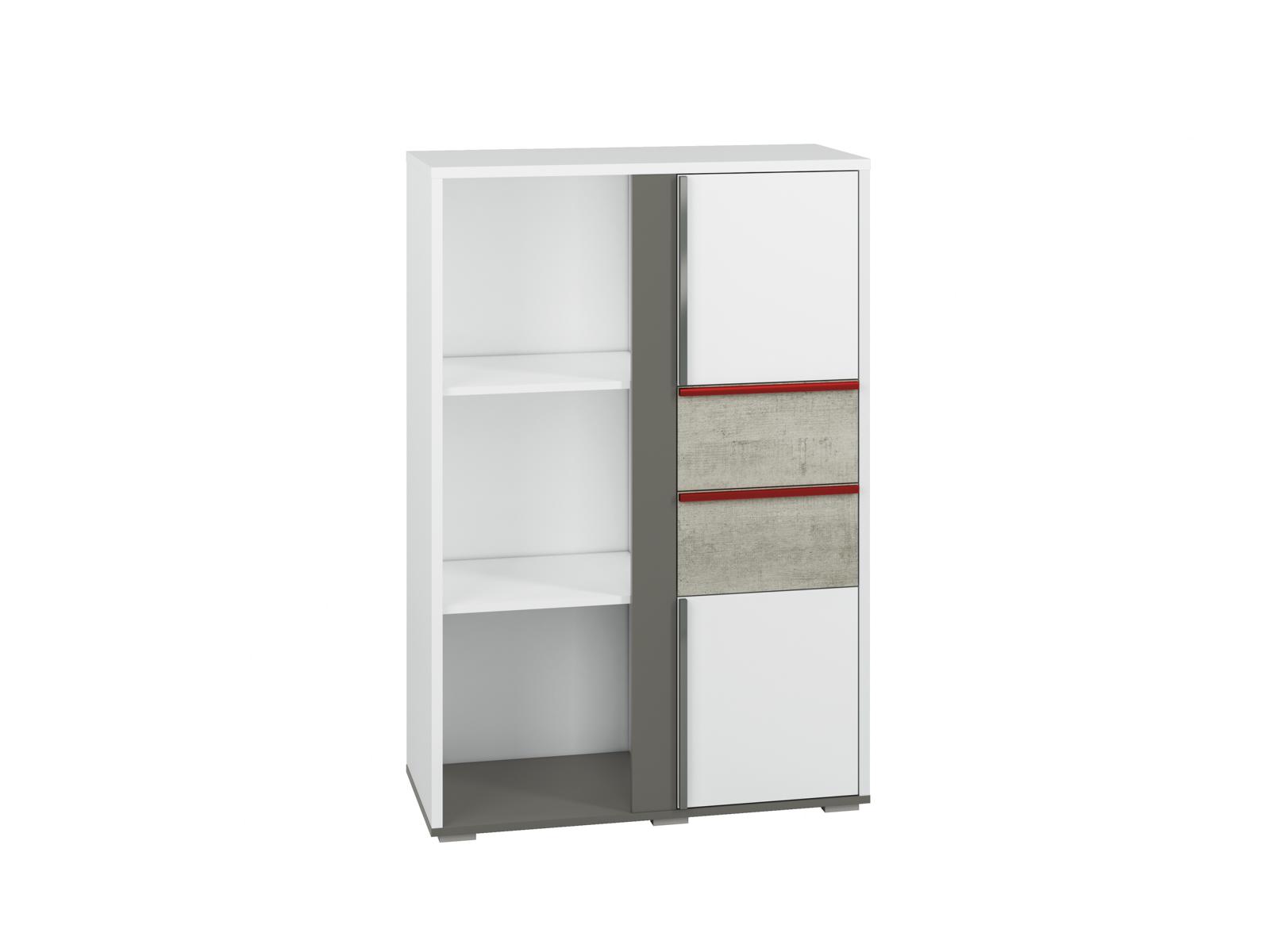 Exklusiver Schrank in Weiß mit roten Akzenten
