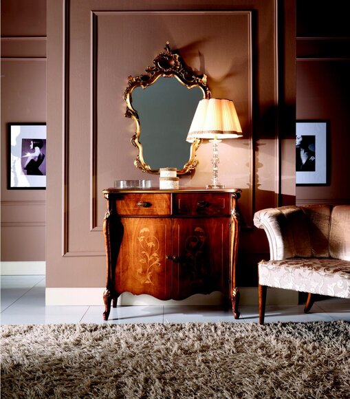 Luxus Möbel Stil Barock 2tlg Set Kommode mit Spiegel Luxus Holz Italienische