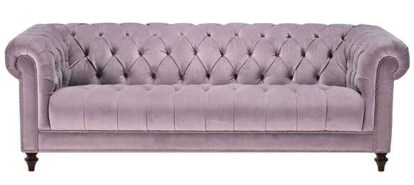 Lila Dreisitzer Stoff Chesterfield Design Couchen Polster Sofas Original Samt