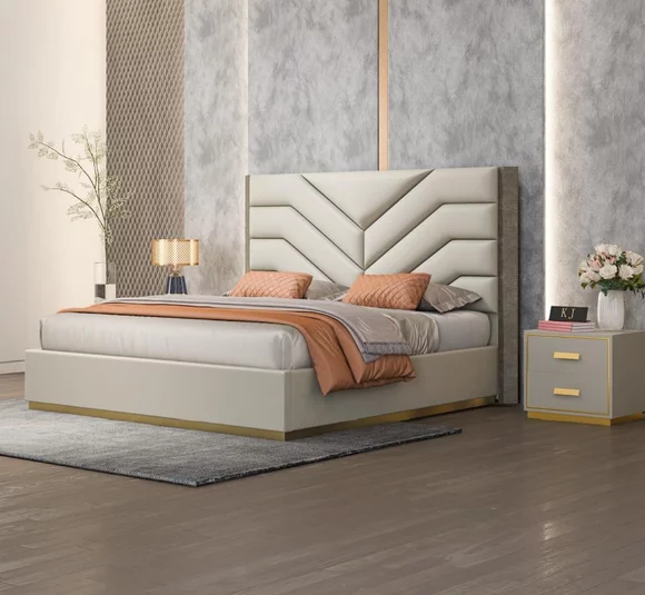 Bett Polster Design Luxus Holz Doppelbetten Ehe Schlafzimmer Leder
