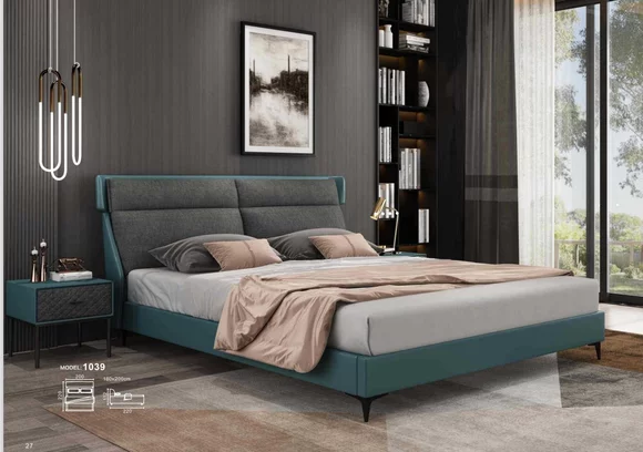 Klassisches Luxus Betten Leder Textil Hochwertiges Schlafzimmer Bett
