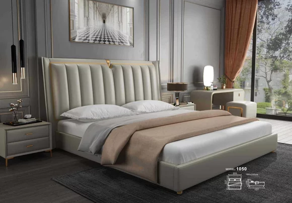 Luxus Bett Polsterbett Leder Schlafzimmer Betten 180x200cm Doppelbett