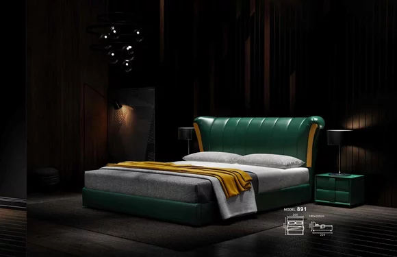 Bett Polster Klassisches Doppelbett 180x200cm Holz Betten Schlafzimmer