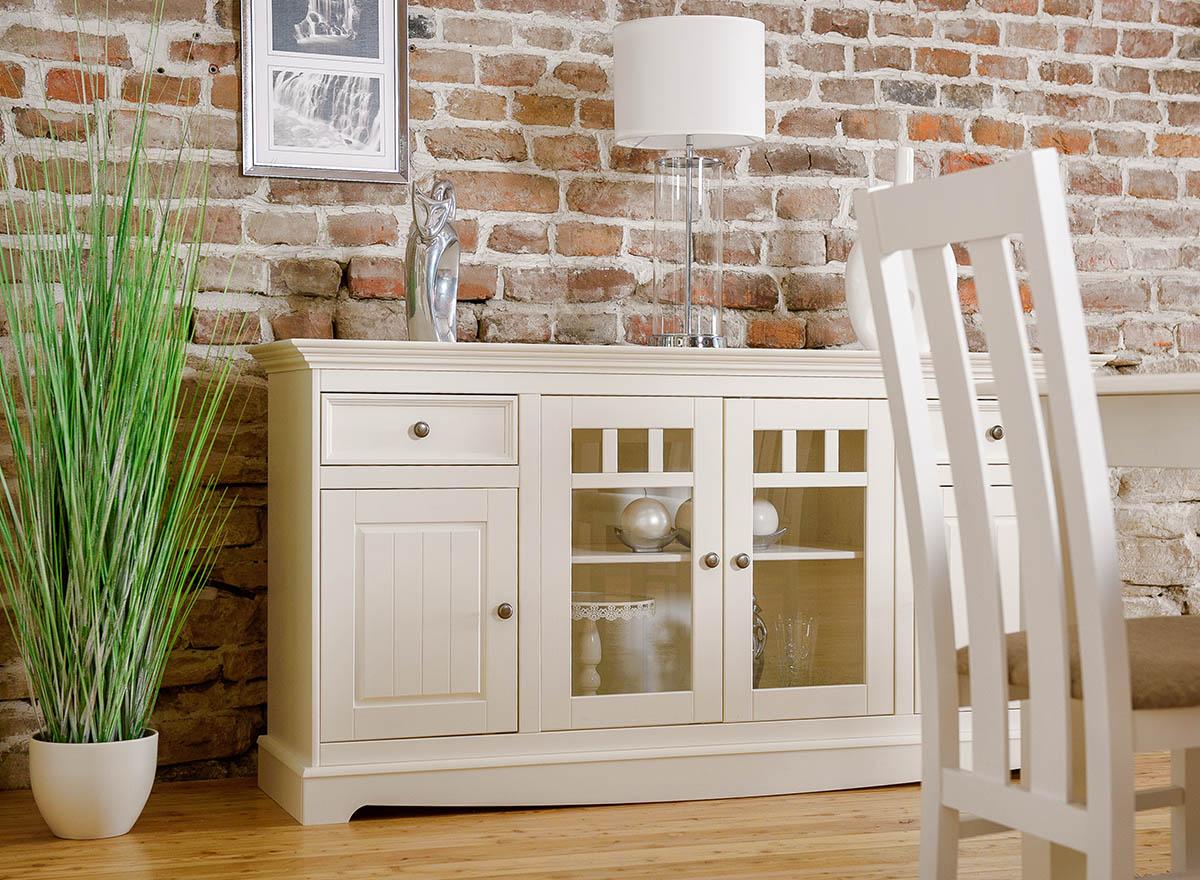 klassische Kommode Landhaus Sideboard Weiß Buffet Schrank Wohnzimmer